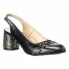 Catinca Shoes V55 NF sandale dama piele naturala negru floricele