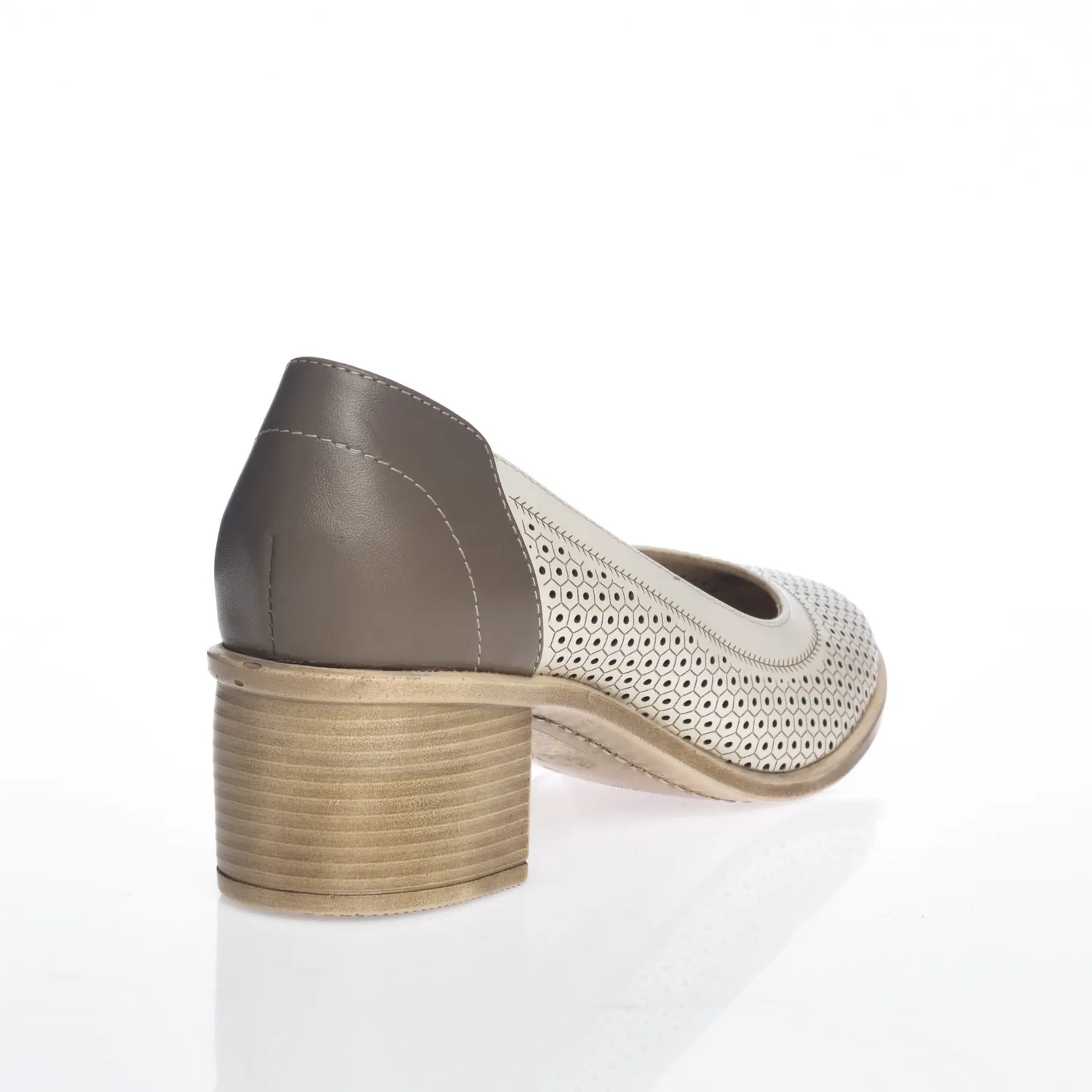 Catinca Shoes T2 BG pantofi piele naturala bej cu gri