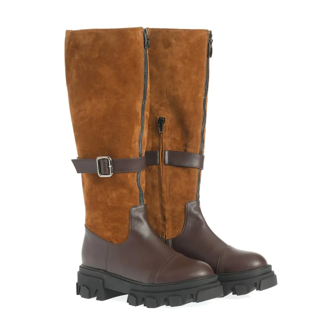 Ana Urbana Shoes Vienna cizme maro piele genunchi