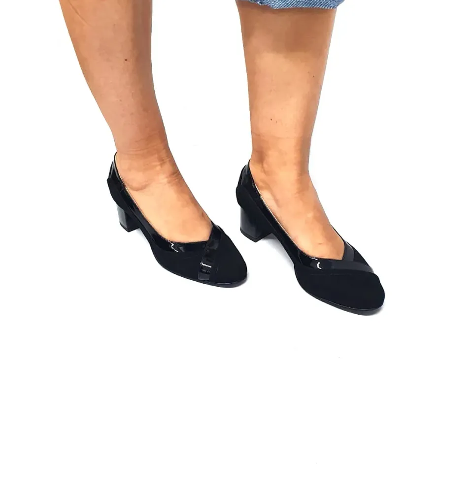 Catinca Shoes 208 NAL pantofi dama piele negru antilopa lac