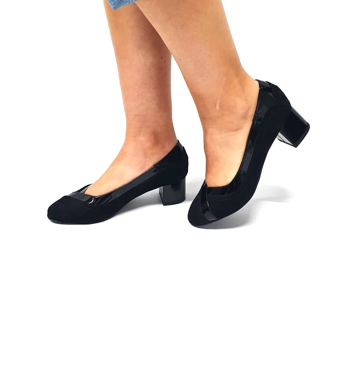 Catinca Shoes 208 NAL pantofi dama piele negru antilopa lac
