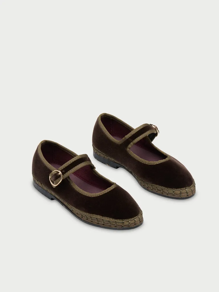 Flabelus Ulla Kids pantofi copii Mary Jane maro catifea