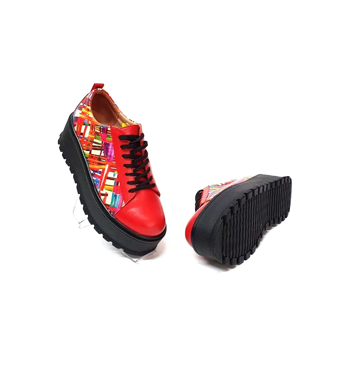 Catinca Shoes X3 pantofi dama piele rosie cu linii