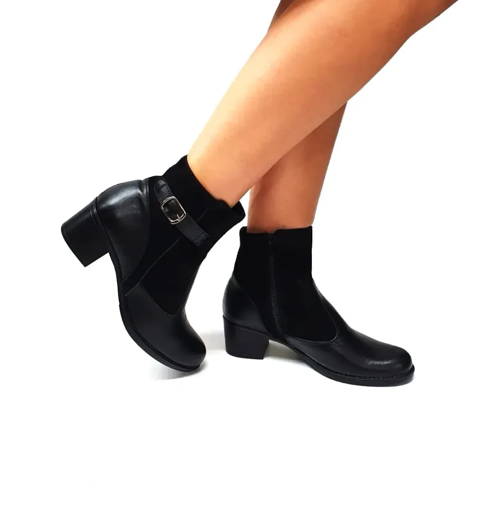 Catinca Shoes GX52 NBA ghete dama negru piele antilopa