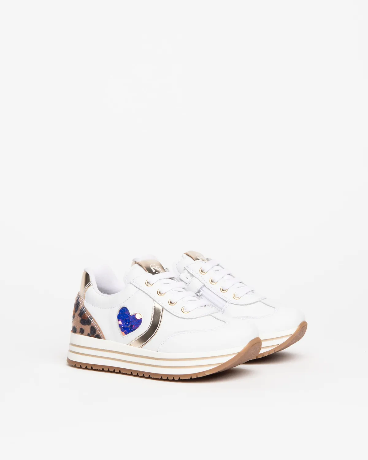 Sneakers fete NeroGiardini piele inima paiete