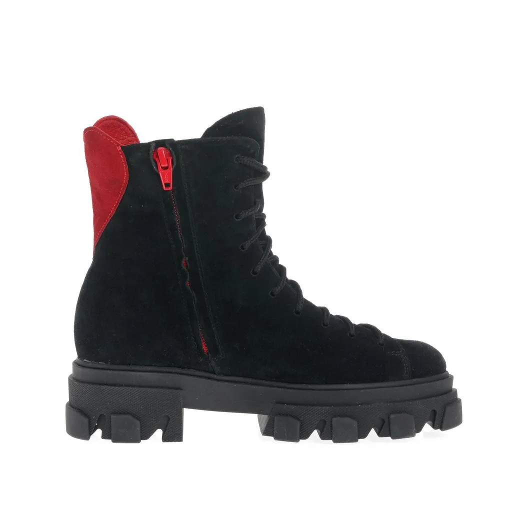 Ana Urbana Shoes Philadelphia bocanci negru-rosu piele intoarsa