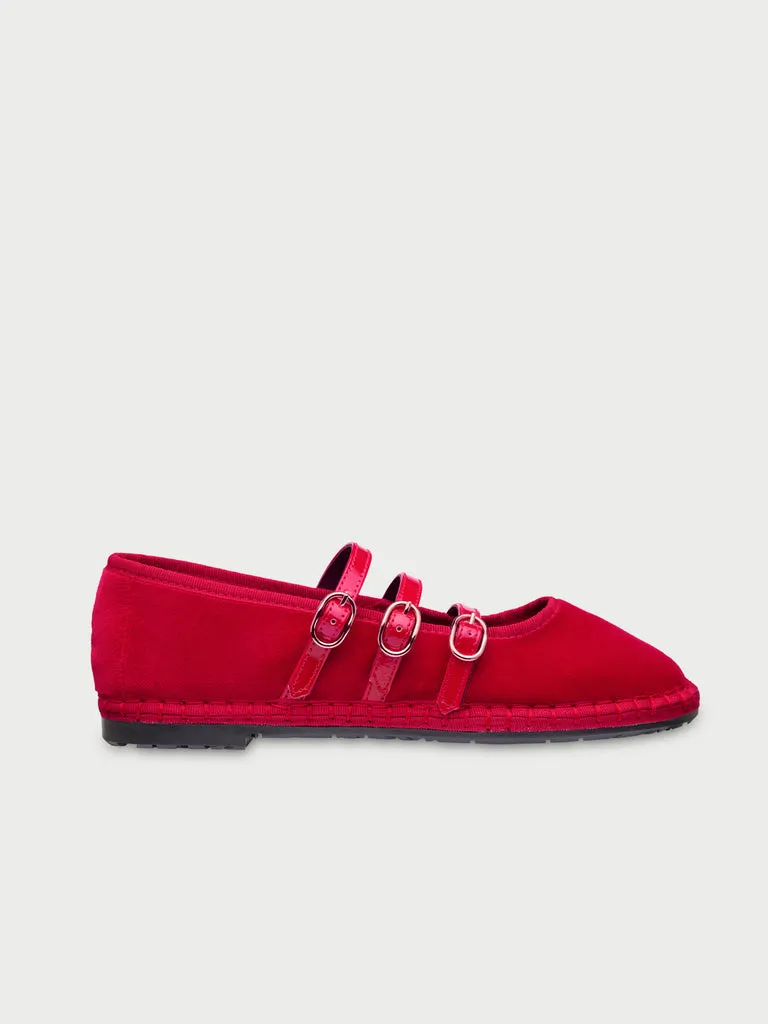 Flagelus Mina Red pantofi rosu din velur