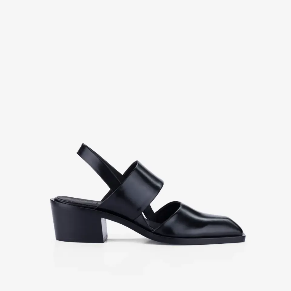 Cecilia Bringheli Marte pantofi slingback piele neagră toc 5cm