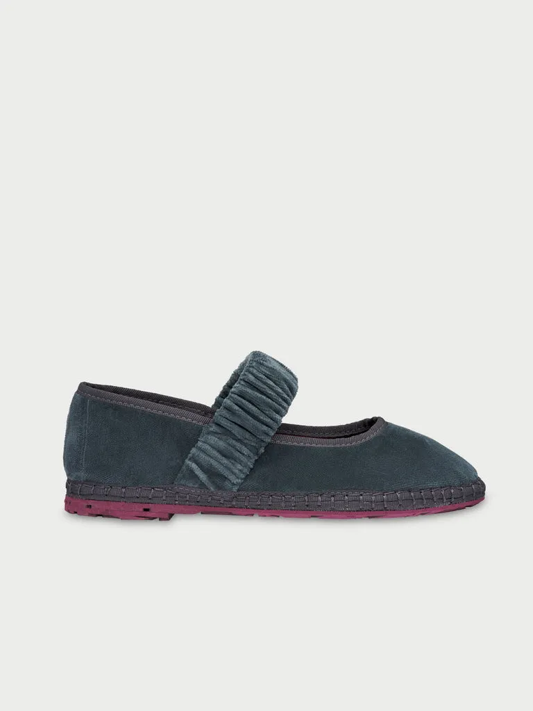 Flabelus Mafalda Gray pantofi gri catifea cu siret