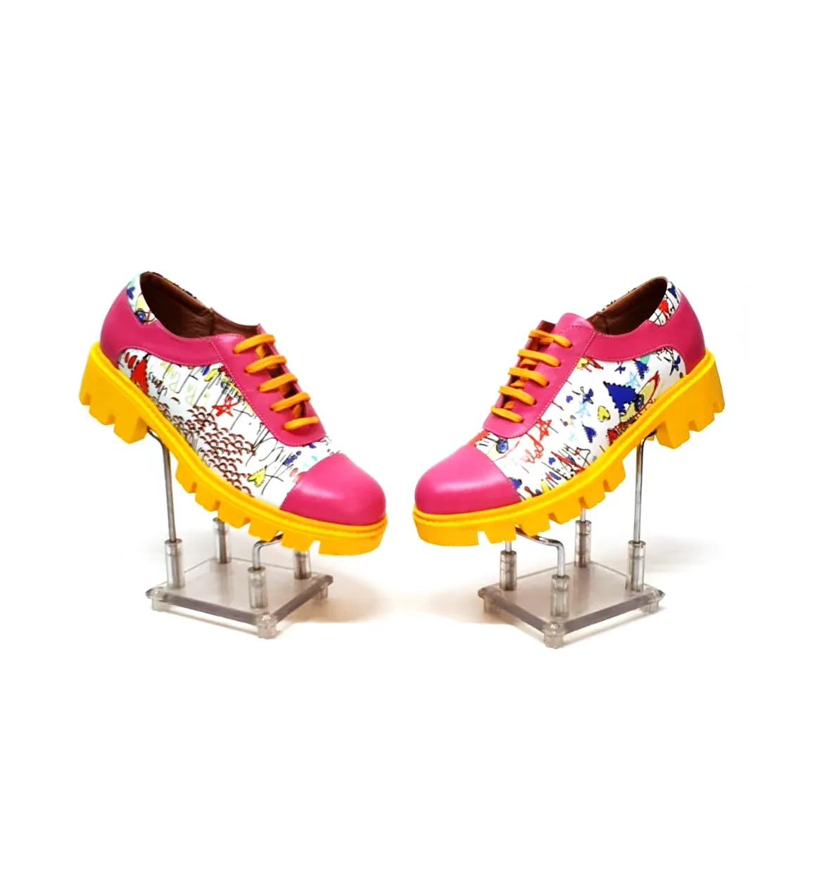 Catinca Shoes X1 RAC pantofi piele naturala roz cu alb