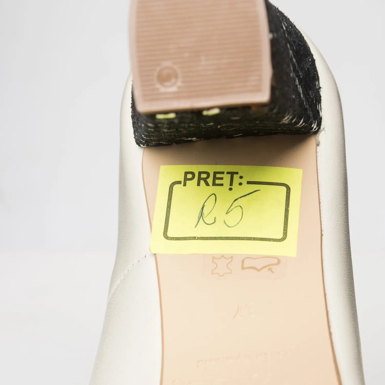 Catinca Shoes R5 BMA pantofi piele bej toc asimetric