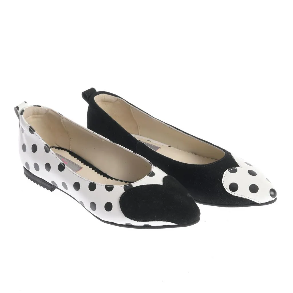 Ana Urbana Shoes Elena balerini negru-alb buline