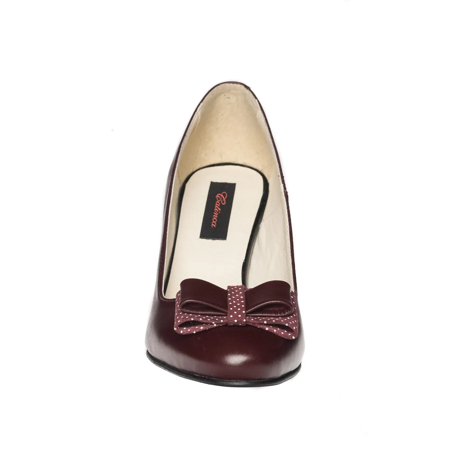 Catinca Shoes R5 BB pantofi damă piele naturală bordo buline