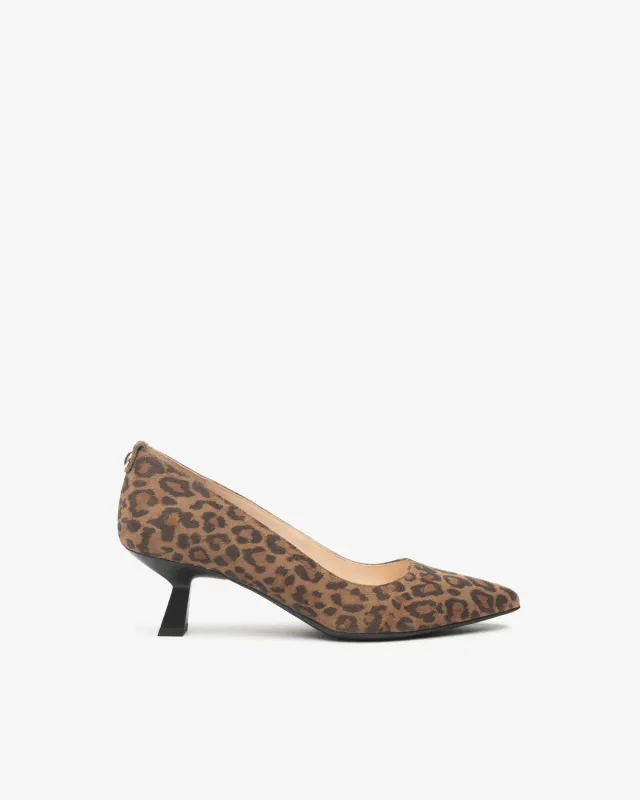 Pantofi NeroGiardini piele întoarsă animal print toc 5 cm