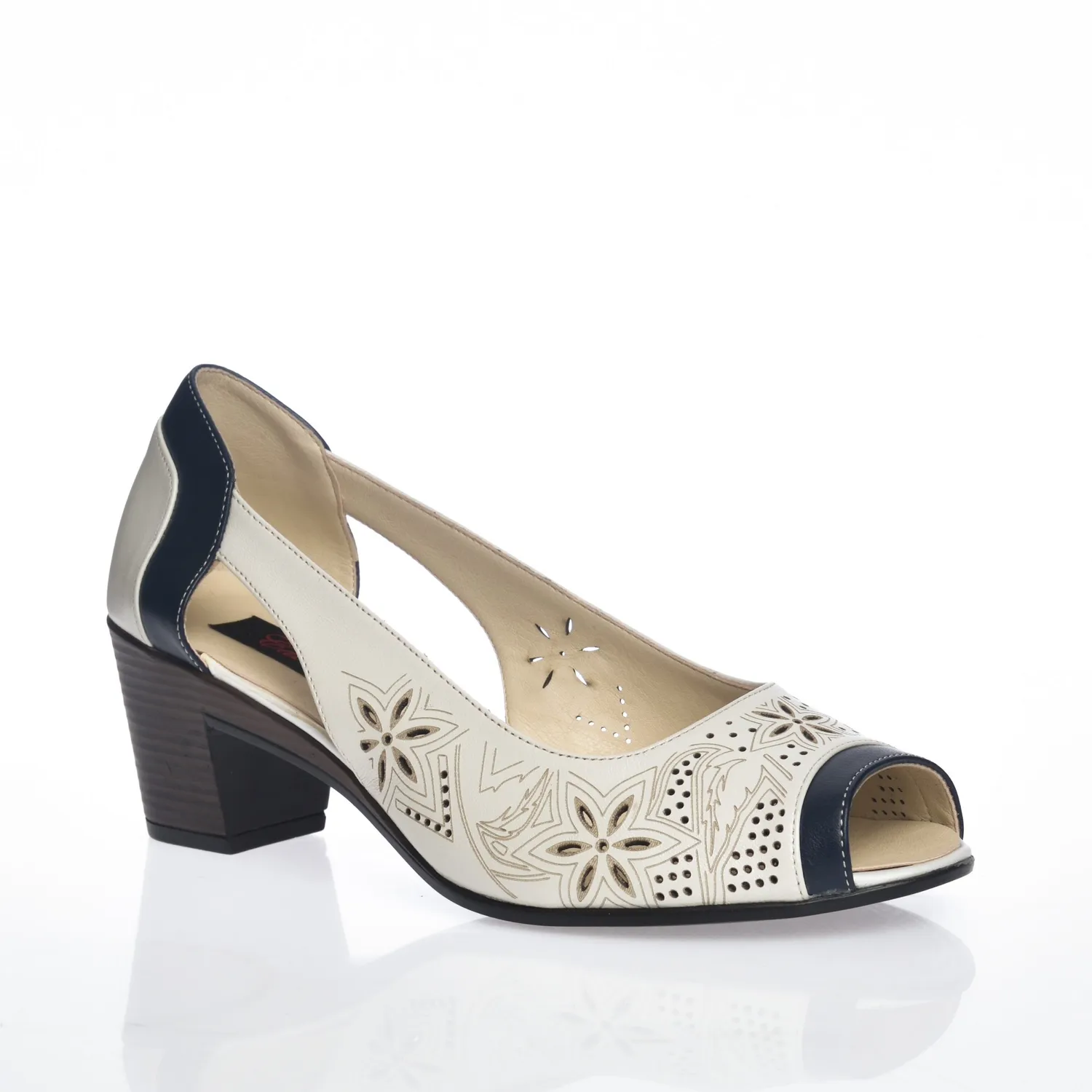 Catinca Shoes T1 AB sandale piele alb bleumarin