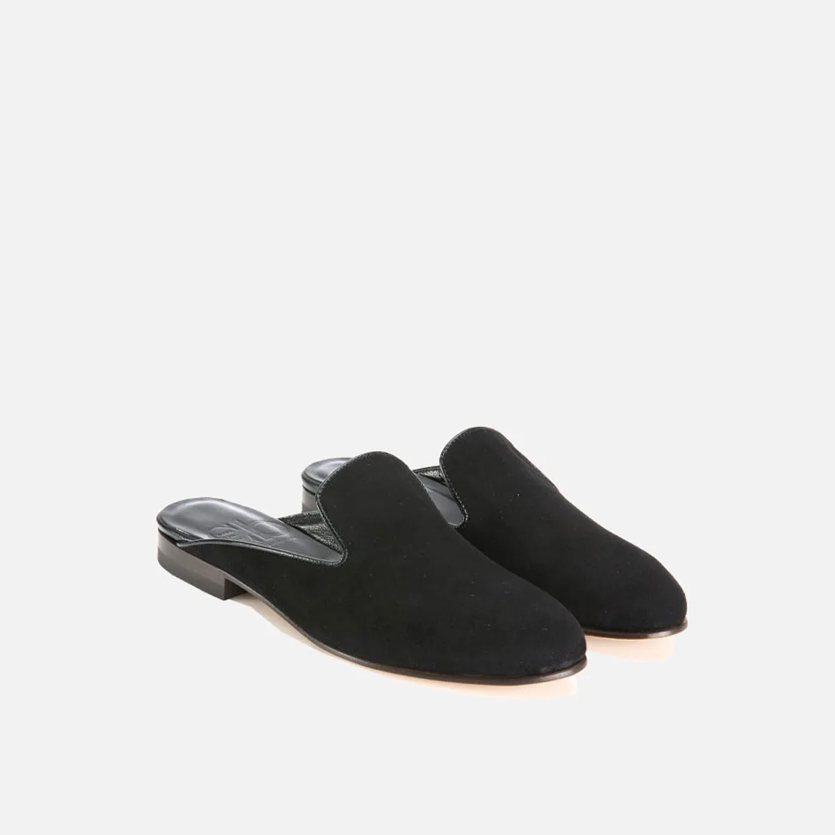 Cecilia Bringheli Ravello Black Suede saboti piele intoarsa
