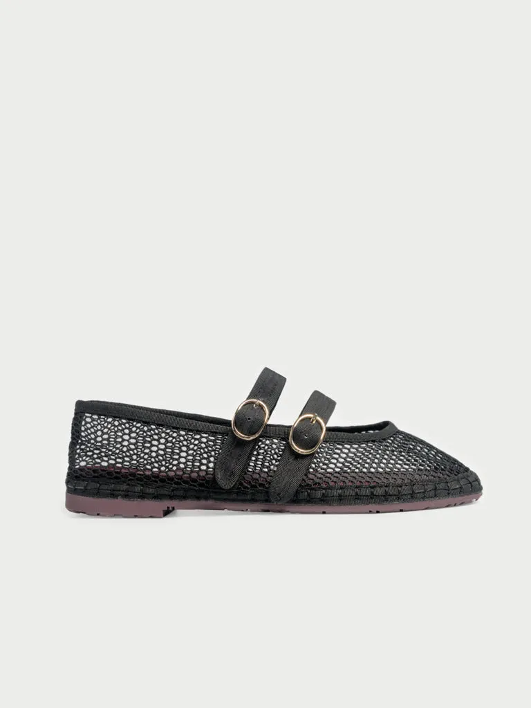 Flagelus Claire pantofi plasa negri barete piele