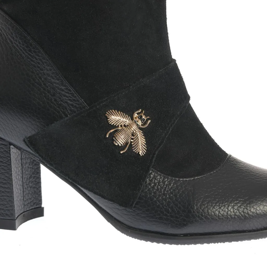 Ana Urbana Shoes Anemona botine negre toc gros 6 cm