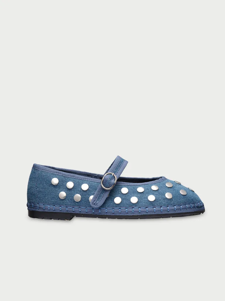 Flagelus Mae Silver Denim balerini denim albastru