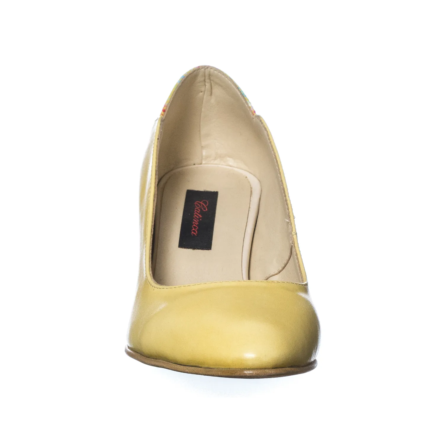 Catinca Shoes R9 GTM pantofi dama piele naturala galben toc mozaic