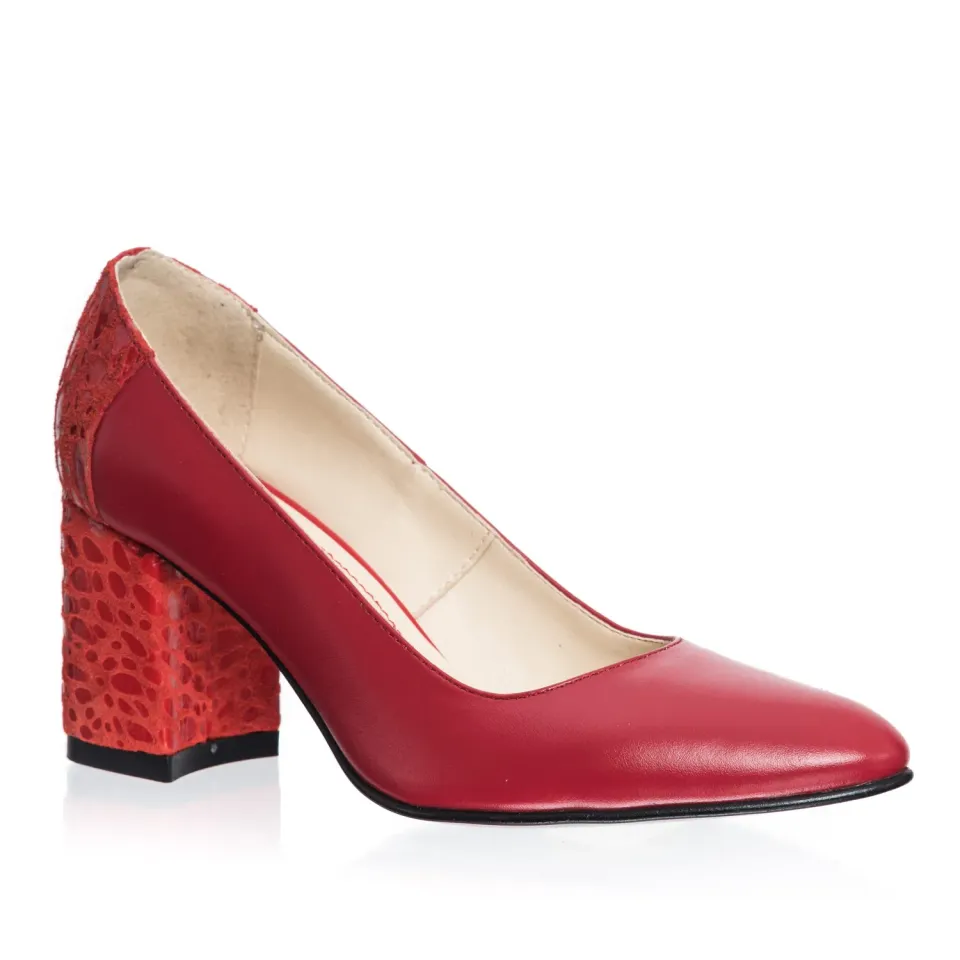Catinca Shoes R12 RCR pantofi damă piele roșu croco