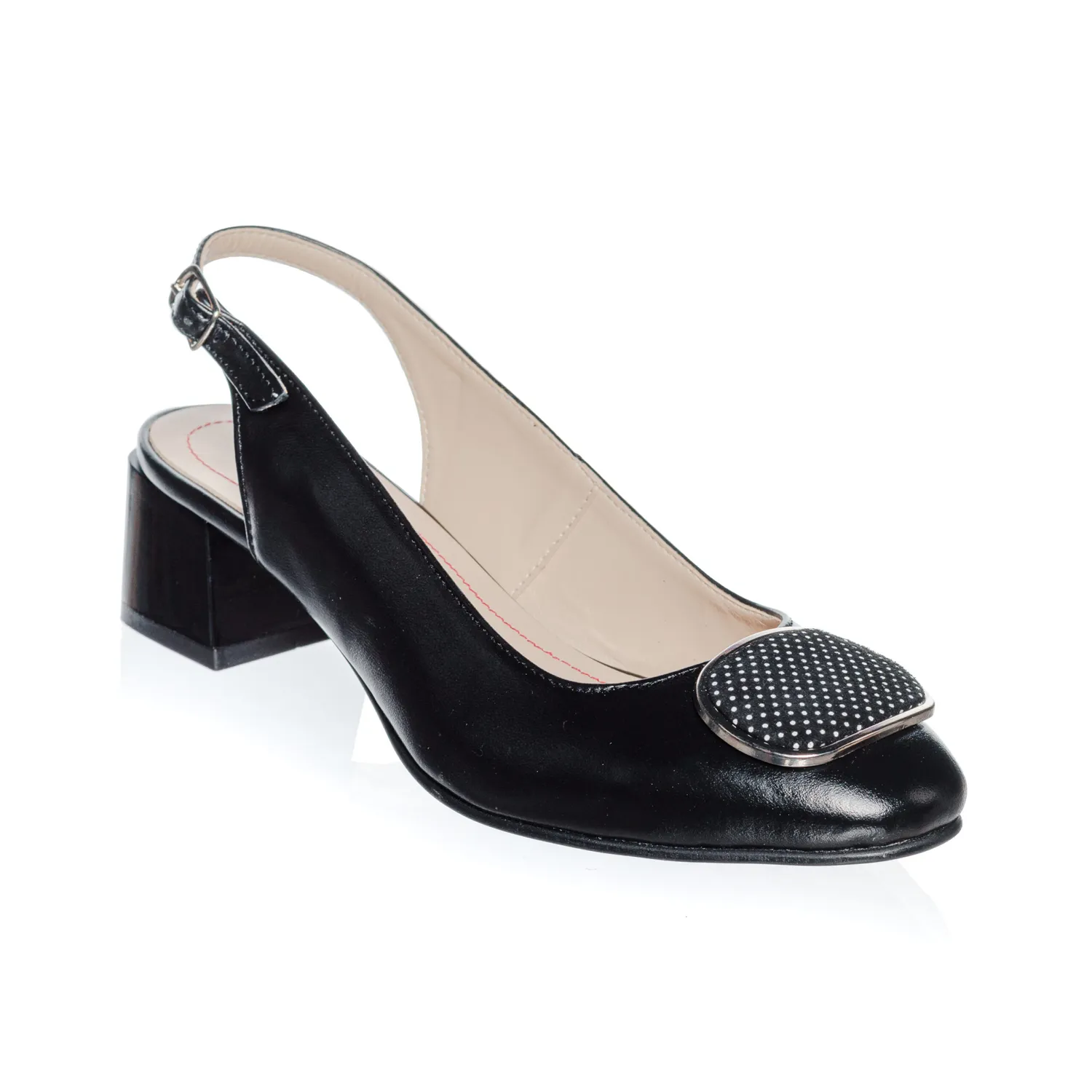 Catinca Shoes D21 NBPA sandale dama piele negru puncte