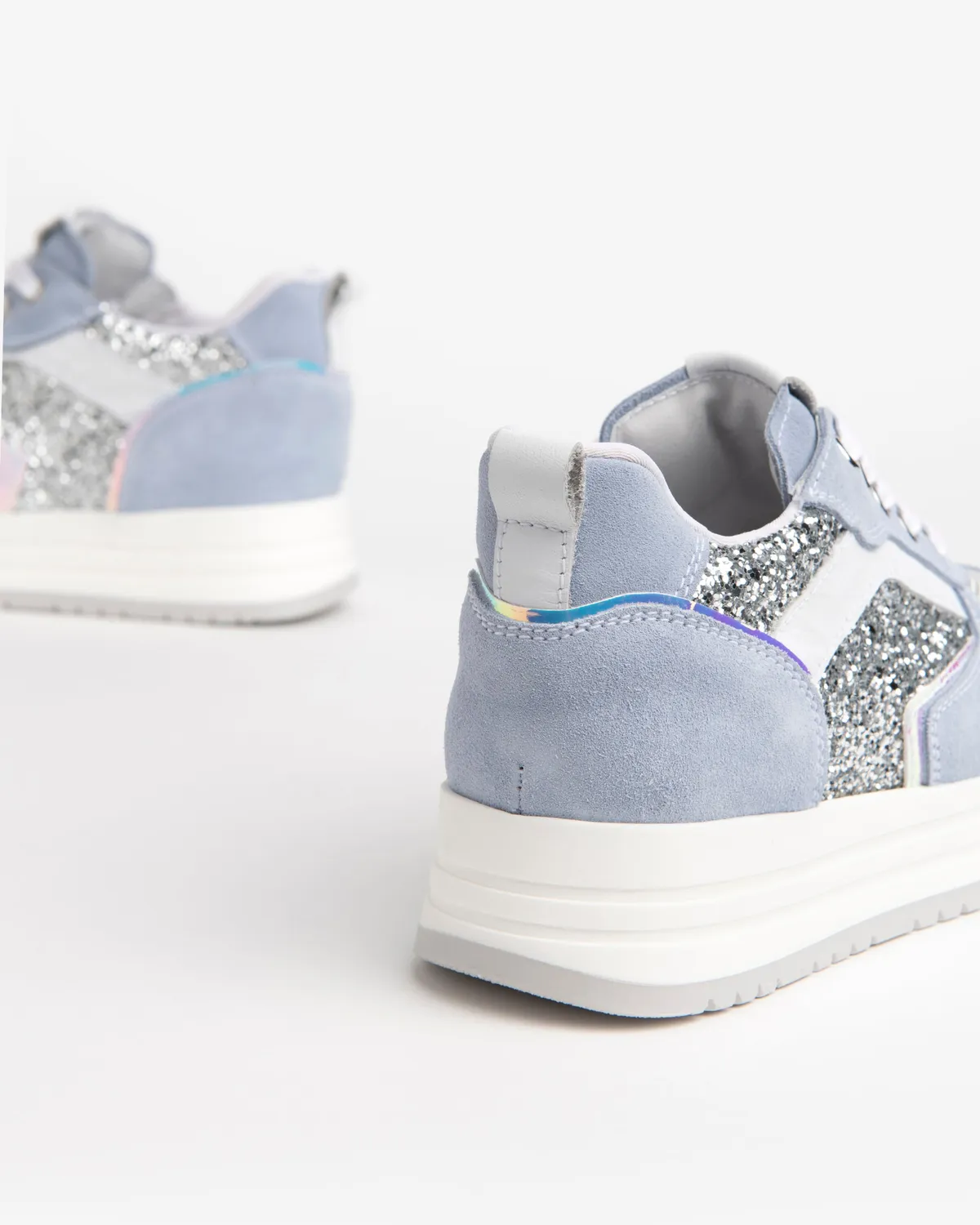 Sneakerși NeroGiardini fete sclipici cu fermoar