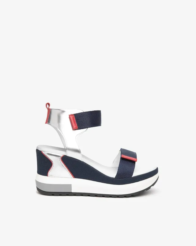 NeroGiardini sandale dama piele wedge multicolor 8 cm