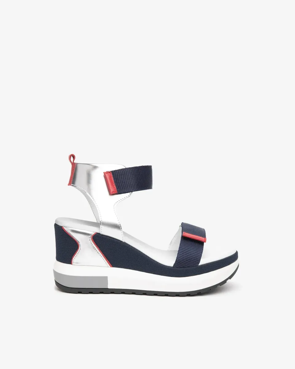 NeroGiardini sandale dama piele wedge multicolor 8 cm