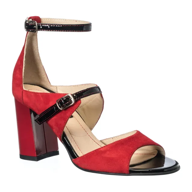 Catinca Shoes S101 RANL sandale piele naturala rosu negru