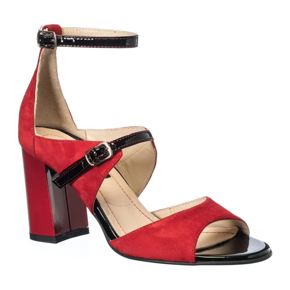 Catinca Shoes S101 RANL sandale piele naturala rosu negru