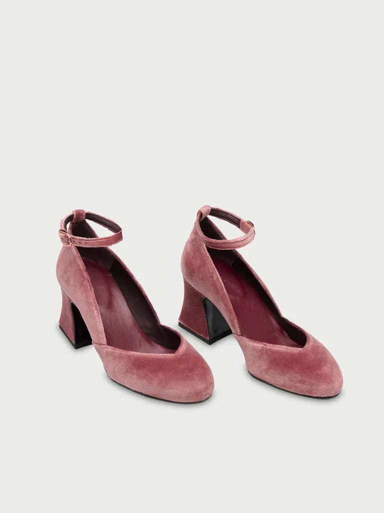 Flagelus The D'Orsey pantofi toc roz pudrat catifea 6 cm