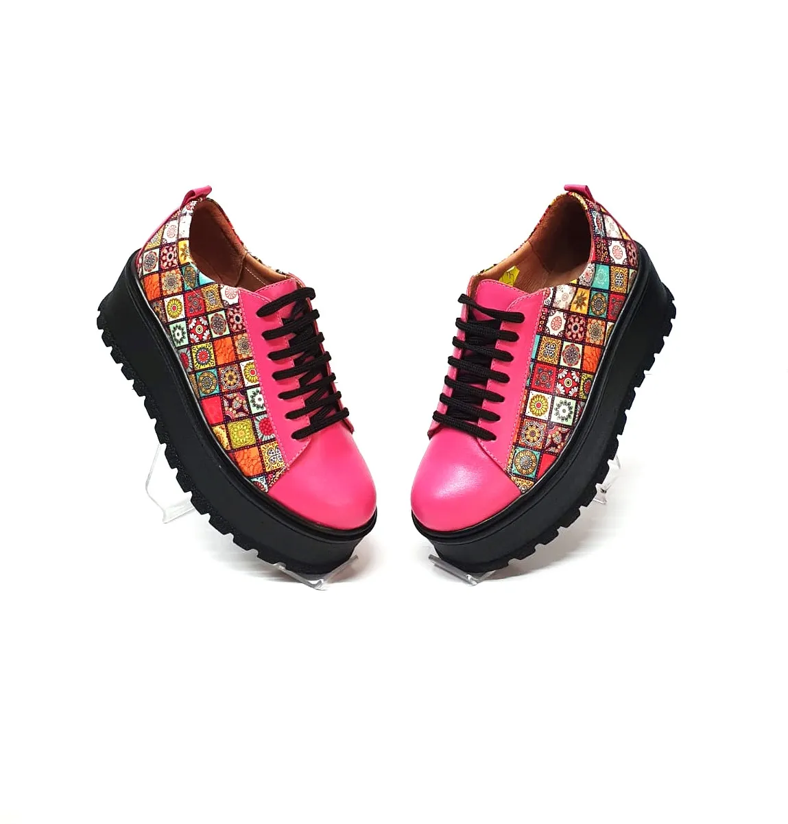 Catinca Shoes X3 RP3D pantofi piele naturala roz patratele 3D