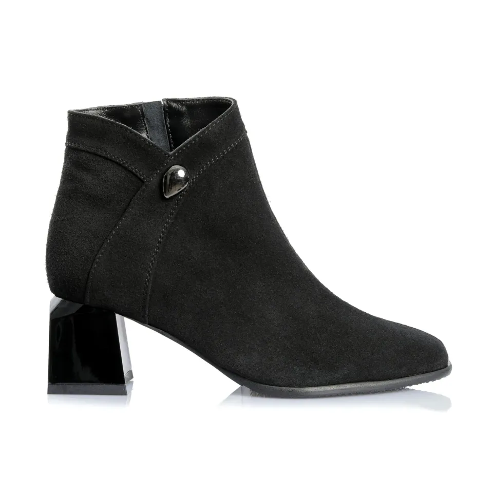 Catinca Shoes G442 NA ghete dama piele negru antilopa