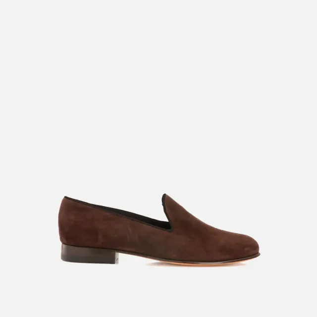 Cecilia Bringheli Positano slipper maro inchis piele intoarsa