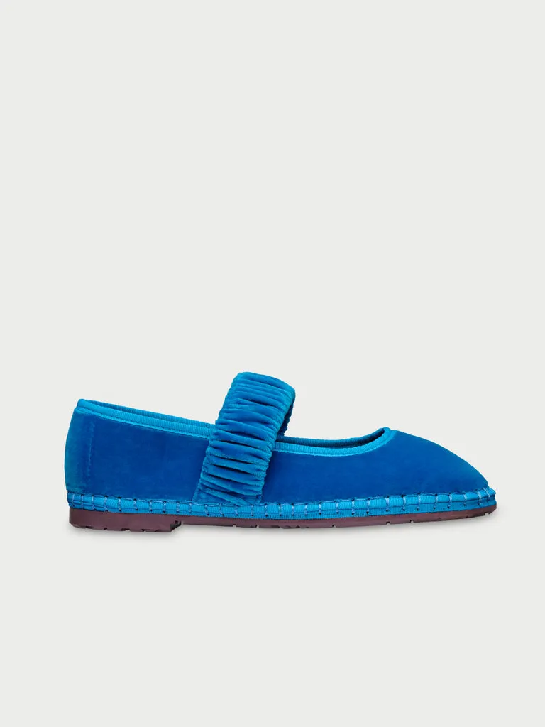 Flagelus Lady Mafalda Blue pantofi catifea albastri