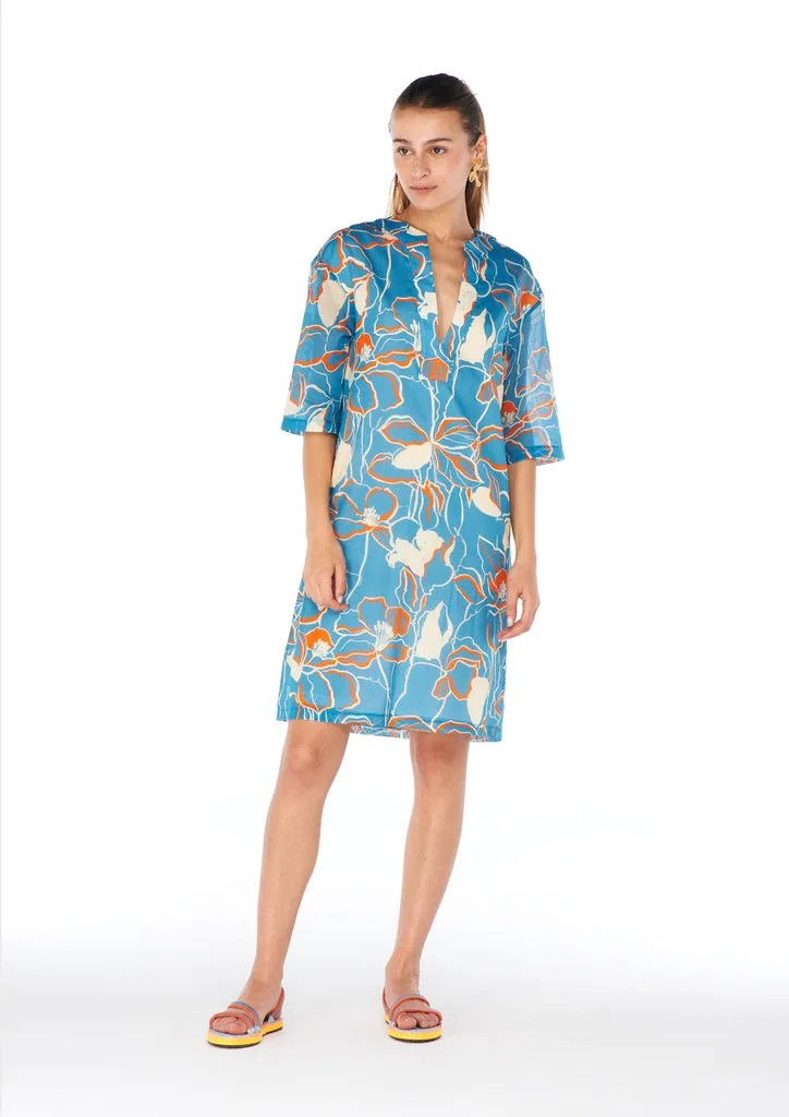 Flagelus Shan Yu Blue caftan albastru imprimat