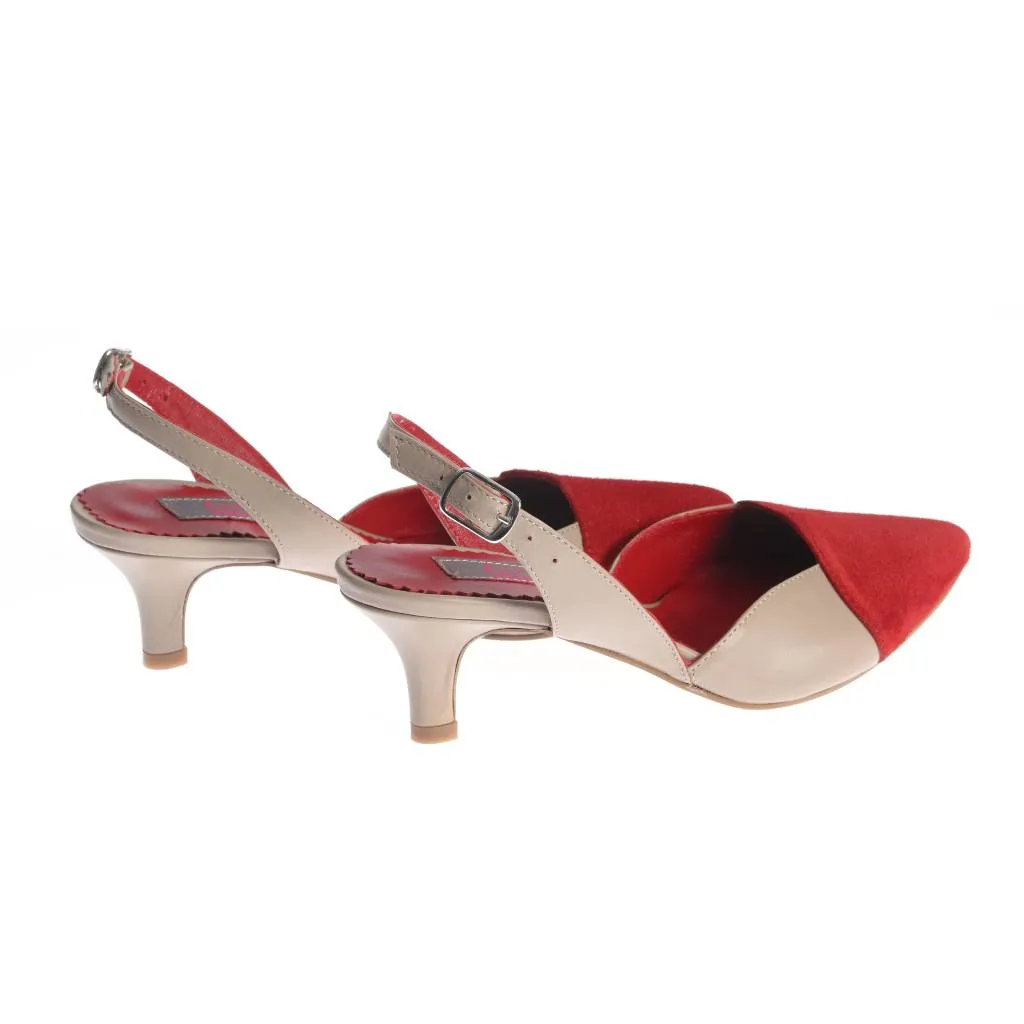 Ana Urbana Shoes Nashville sandale bej-rosu slingback