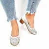 Catinca Shoes T14 A pantofi dama piele naturala albi perforati