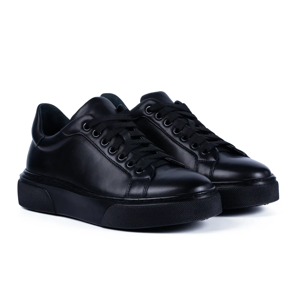 Lucas Shoes 510 sneakers negri piele talpa neagra