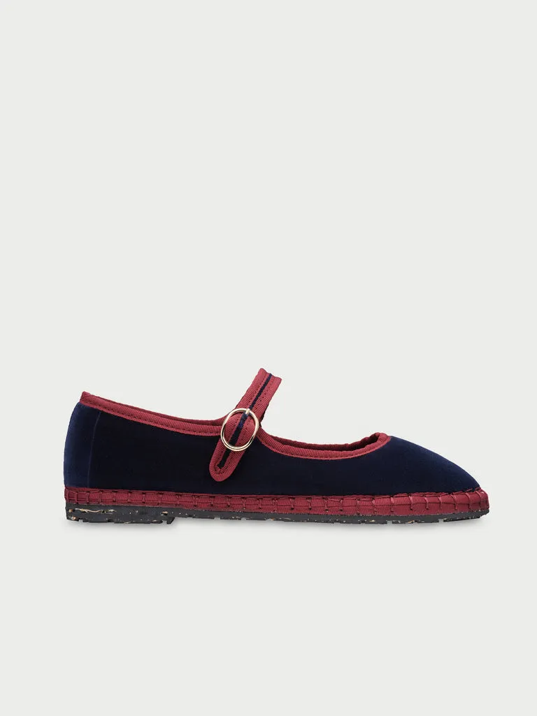 Flagelus Flaminia pantofi Mary Jane bleumarin catifea