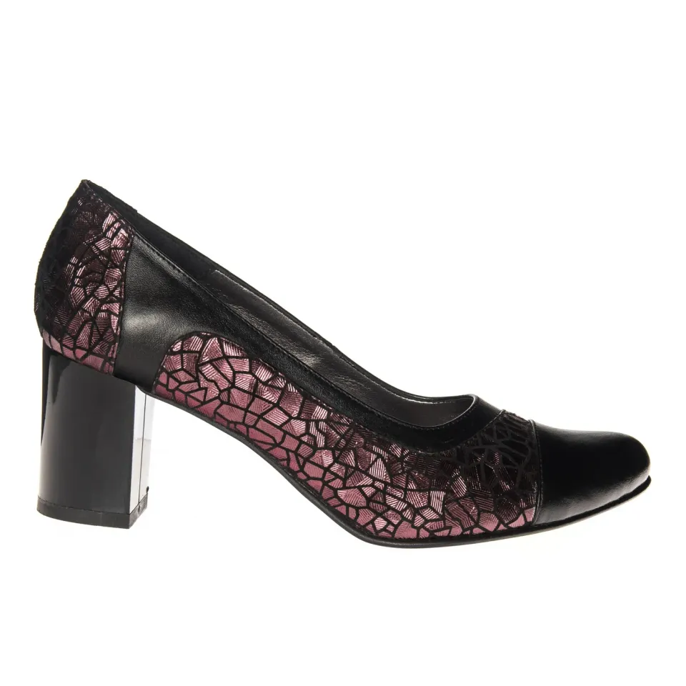 Catinca Shoes 315 NBIB pantofi piele naturala negru bordo