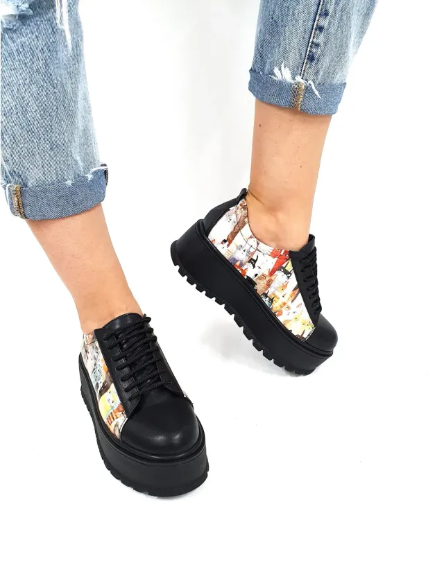 Catinca Shoes X3 NP pantofi dama negru pisici piele