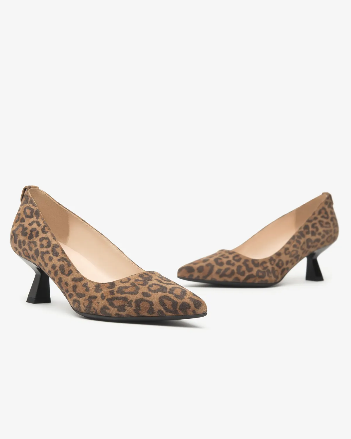 Pantofi NeroGiardini piele întoarsă animal print toc 5 cm