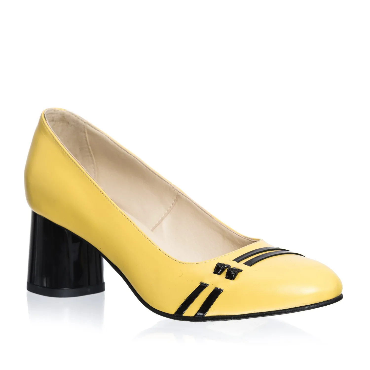 Catinca Shoes 55 GN pantofi dama galben-negru piele bicolori