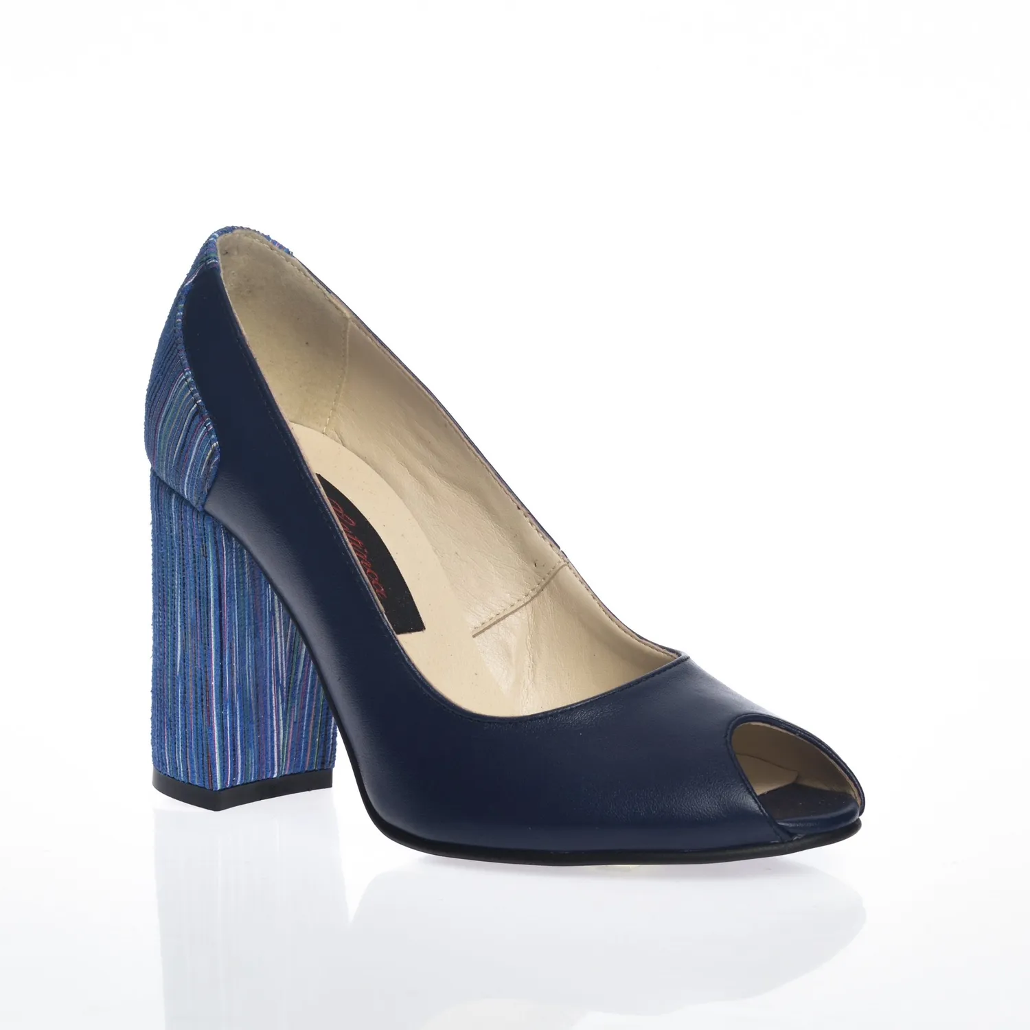 Catinca Shoes F26 BI pantofi dama piele bleumarin imprimeu