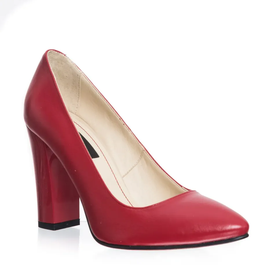 Catinca Shoes 2691 RTP pantofi dama piele rosu toc patrat