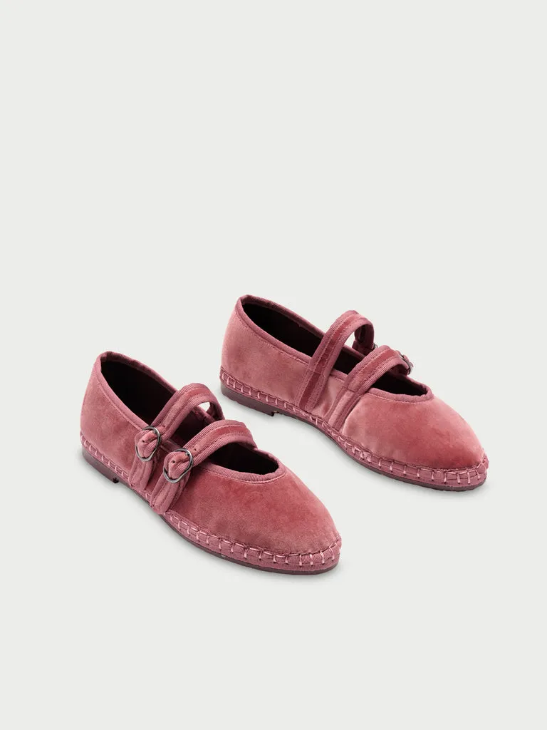 Flagelus Claire Pink pantofi mary jane roz catifea