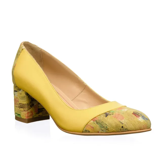 Catinca Shoes Galben Pictura A5 GP pantofi dama galbeni piele