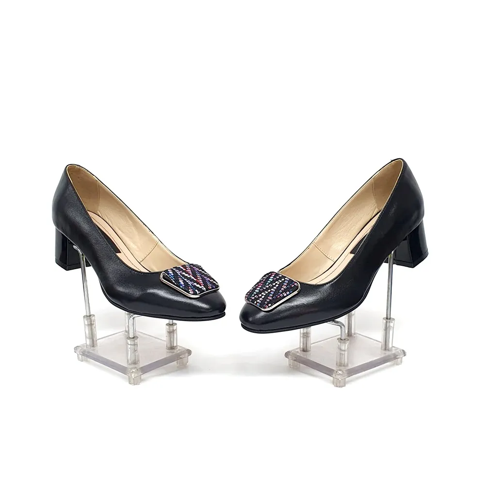 Catinca Shoes Negru Box Zig Zag A21 NBZZ pantofi dama negri piele